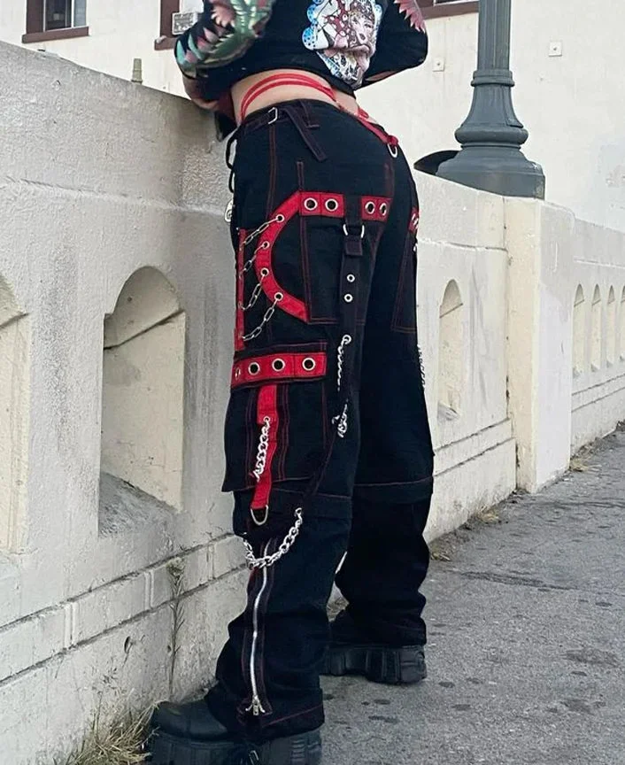 Cargo Gothic Chain Harem Jogger Pant