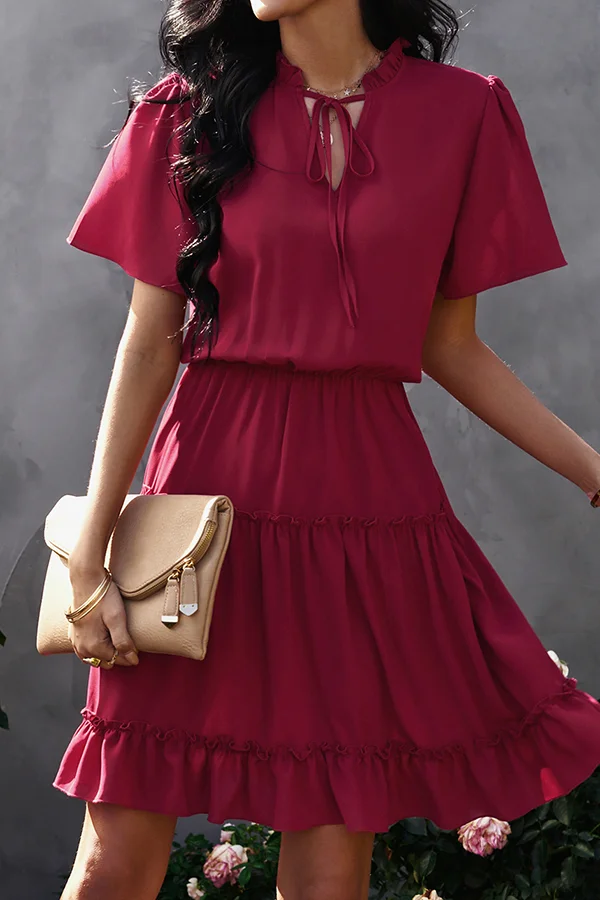 High Neck Loose Ruffle Dress