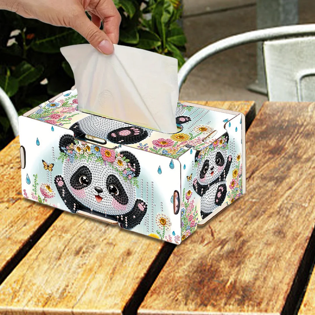 Panda DIY Diamond Art Paper Towel Holder for Home and Office Decoration