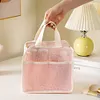3Pcs Makeup Bag PVC Travel Storage Bag Large Capacity Zipper Mesh Bag (Pink)