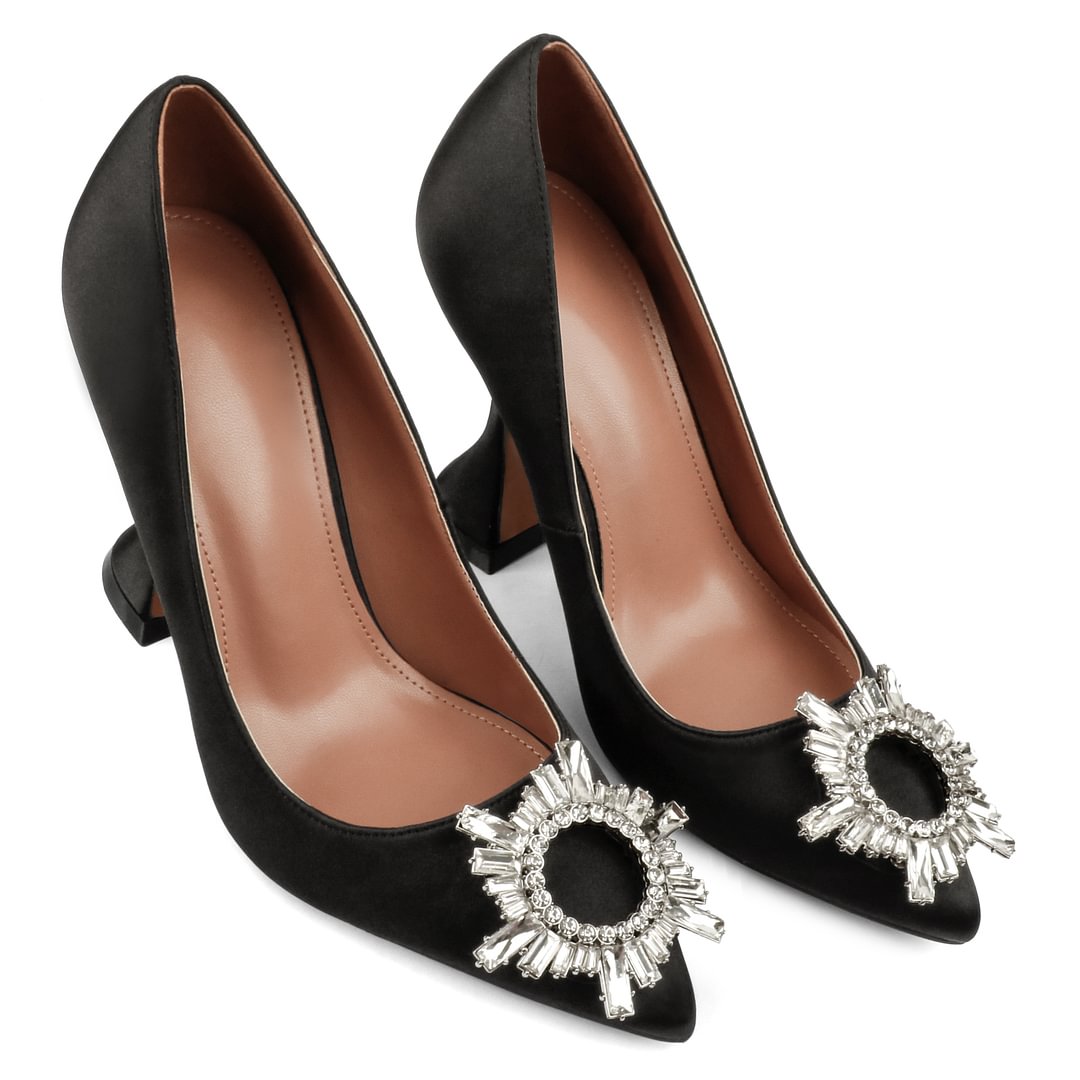 9.5cm/3.74 inch Women's Rhinestone Triangle Heel Pumps Pointed Toe Bridal Wedding Crystal Pumps