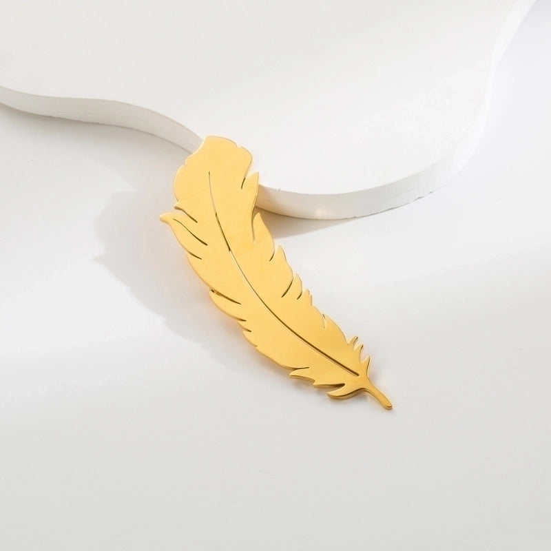 Vintage Style Animal Feather Flower 304 Stainless Steel Polishing Plating Unisex Brooches 1 Piece