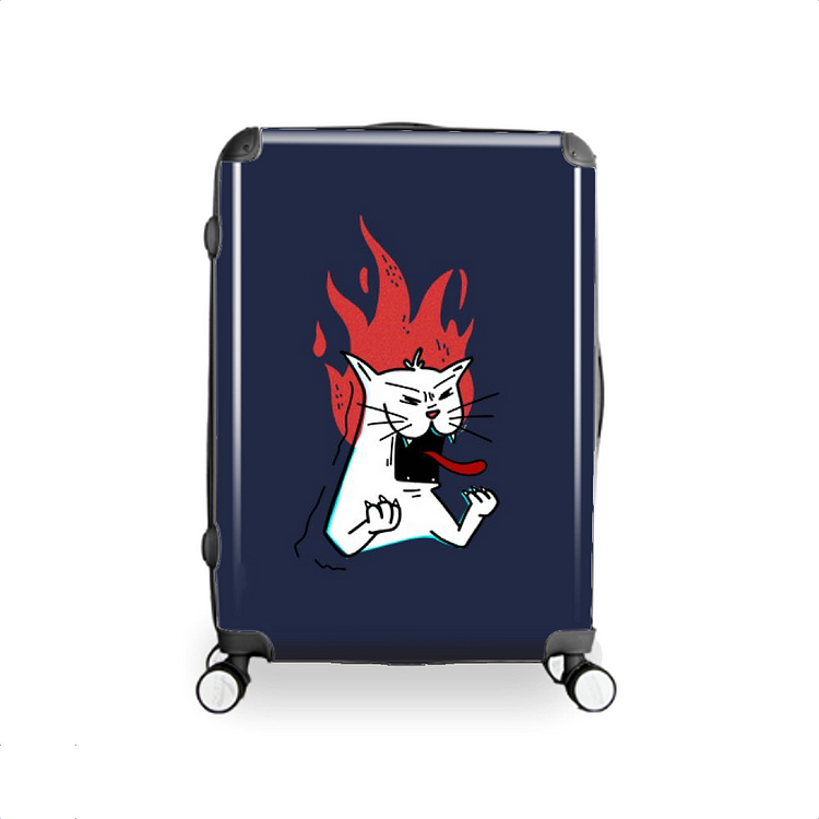 Angry White Kitten, Cat Hardside Luggage