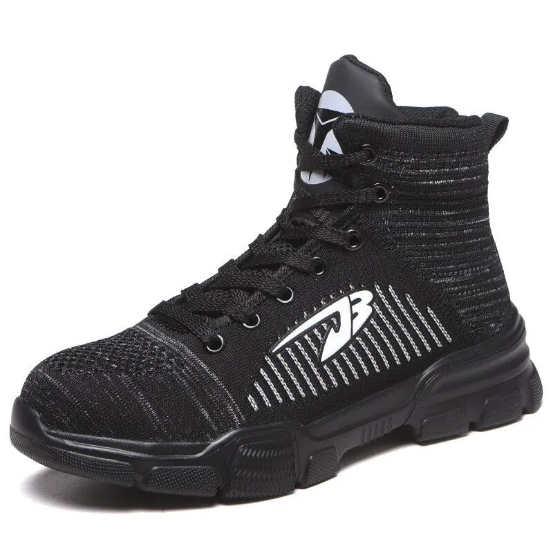 MWY Safety Shoes Men Steel Toe Boots Indestructible Work Shoes Lightweight Breathable Anti-smashing Shoes Size 37-48