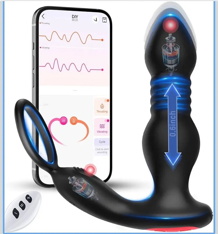 pornhint Pornhint BEISAR Prostate Massager Anal Vibrator Thrusting Vibrating 7 Modes with Cock Rin Vibrator