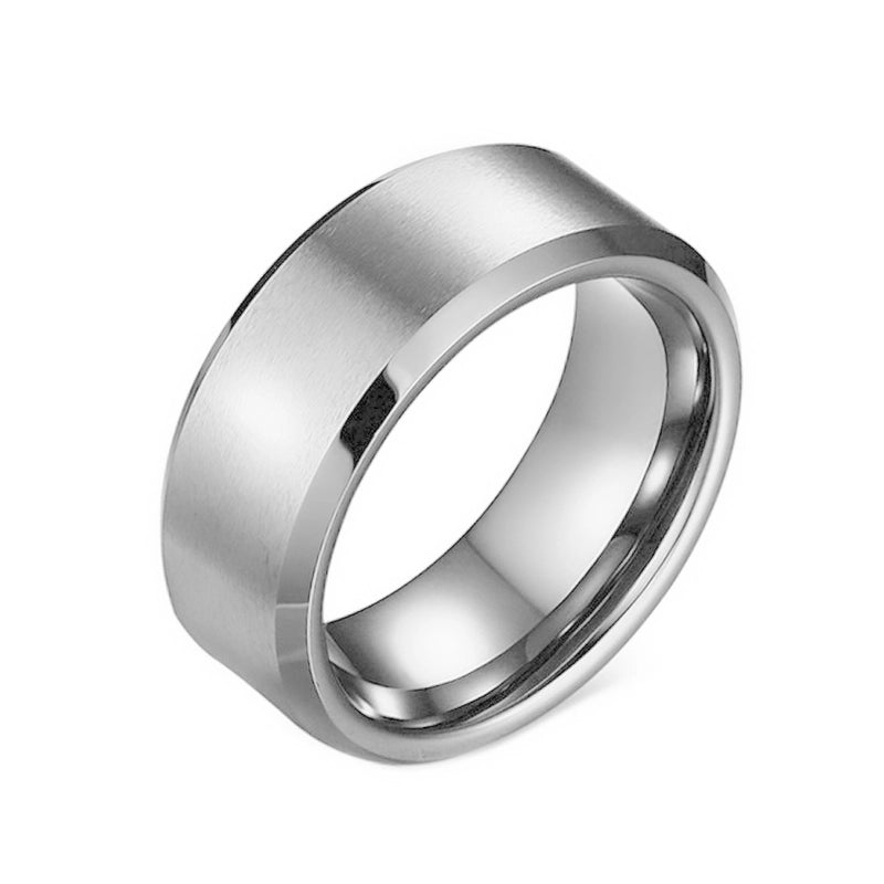 Stainless Steel Ring Double Beveled Matte Ring Titanium Steel Men's Brushed Glossy Fashion Hand Jewelry