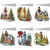 (US Only)6PCS Xmas Lighthouse DIY Diamond Art Greeting Cards Congratulations Cards & Gift