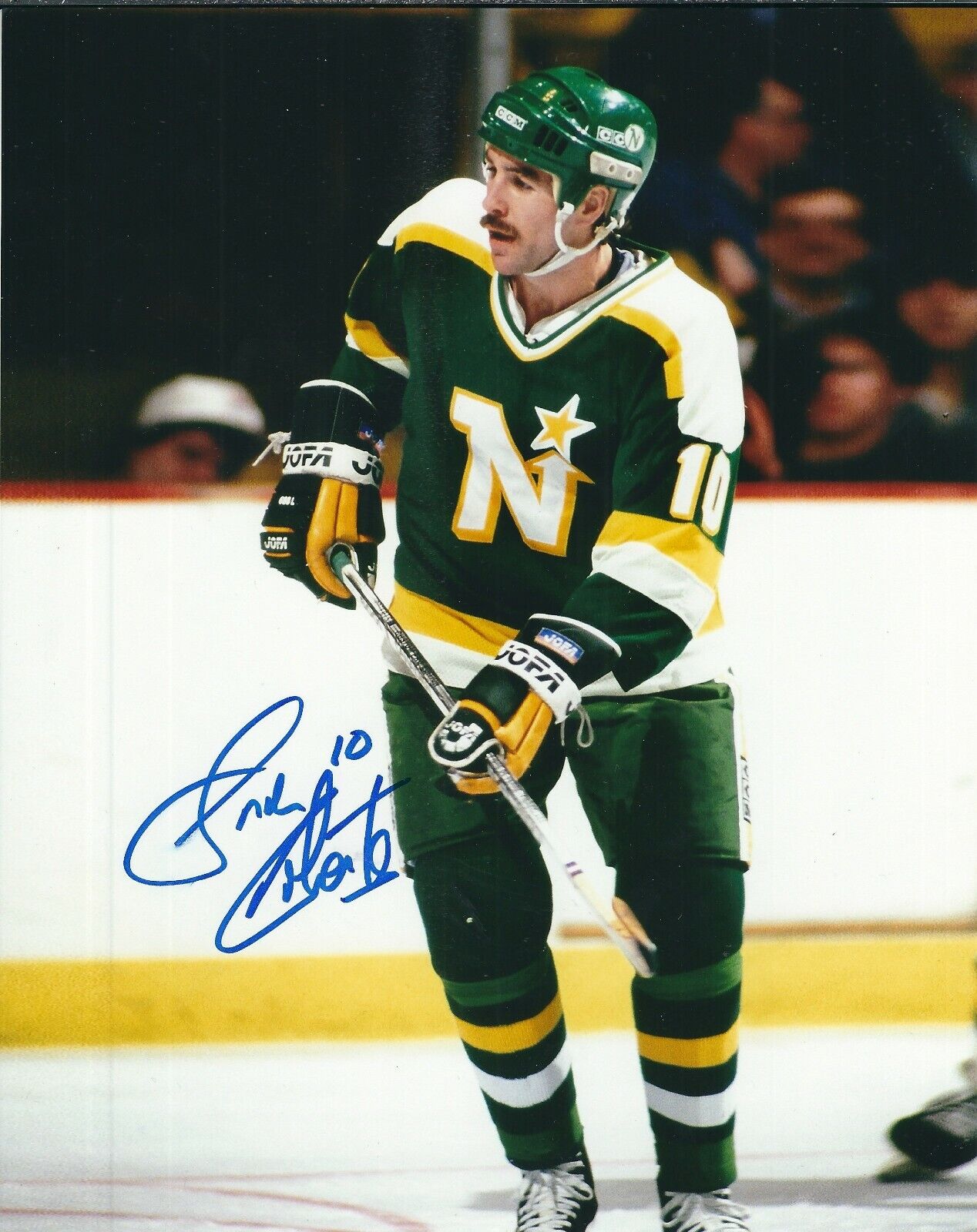 Signed 8x10 GORDIE ROBERTS Minnesota North Stars Photo Poster painting w/COA