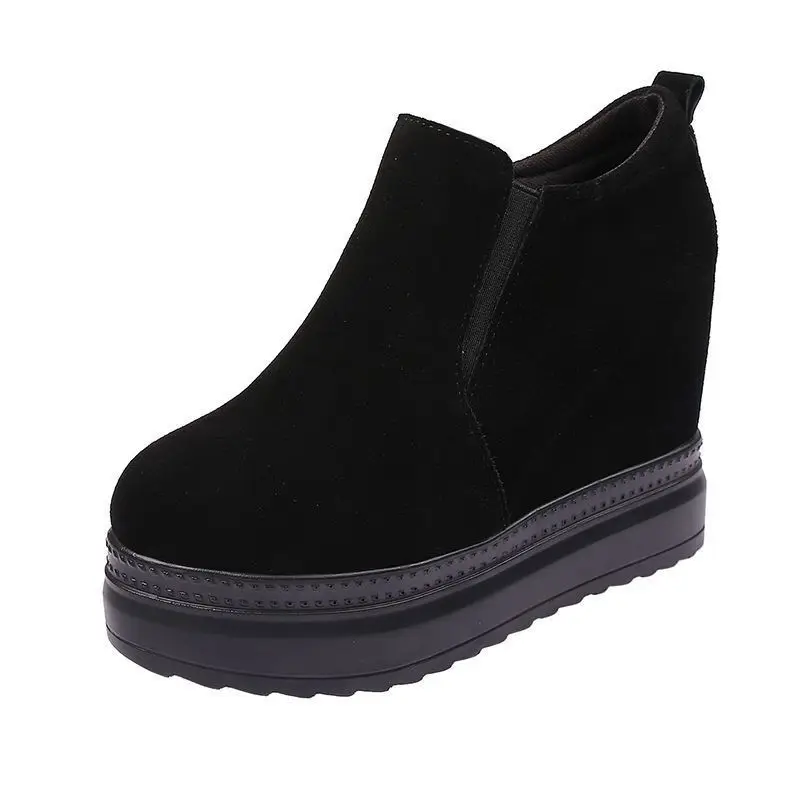 Women's Frosted Leather Shoes New Style British Fashion Spring 2025 Thick Bottomed Inner Heel Women's Sandals Flat Shoes Leather Shoes