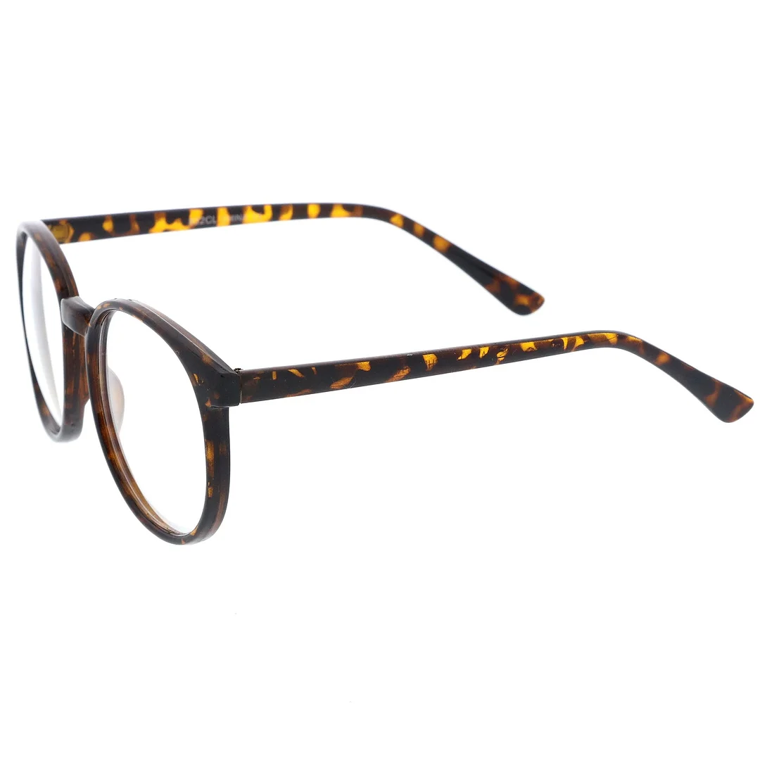 Classic P3 Horn Rimmed Clear Lens Round Eyeglasses 53mm