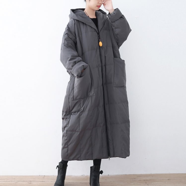 Limited Stock-Gray Warm Down Coat Plus Size Parka thick Hooded Maxi Cardigan