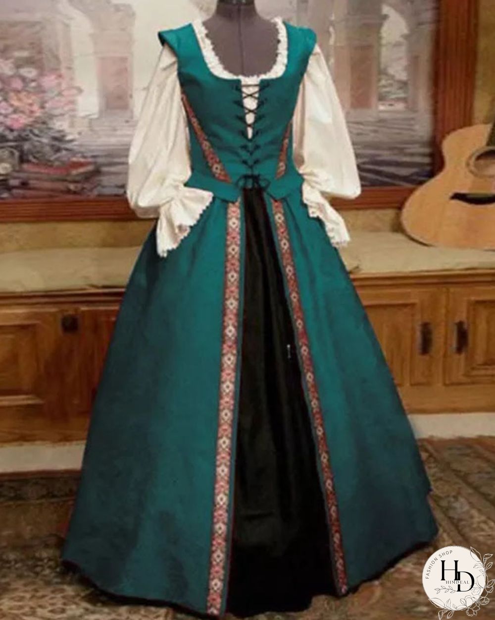 Halloween Square Neck Waisted Big Swing Dress