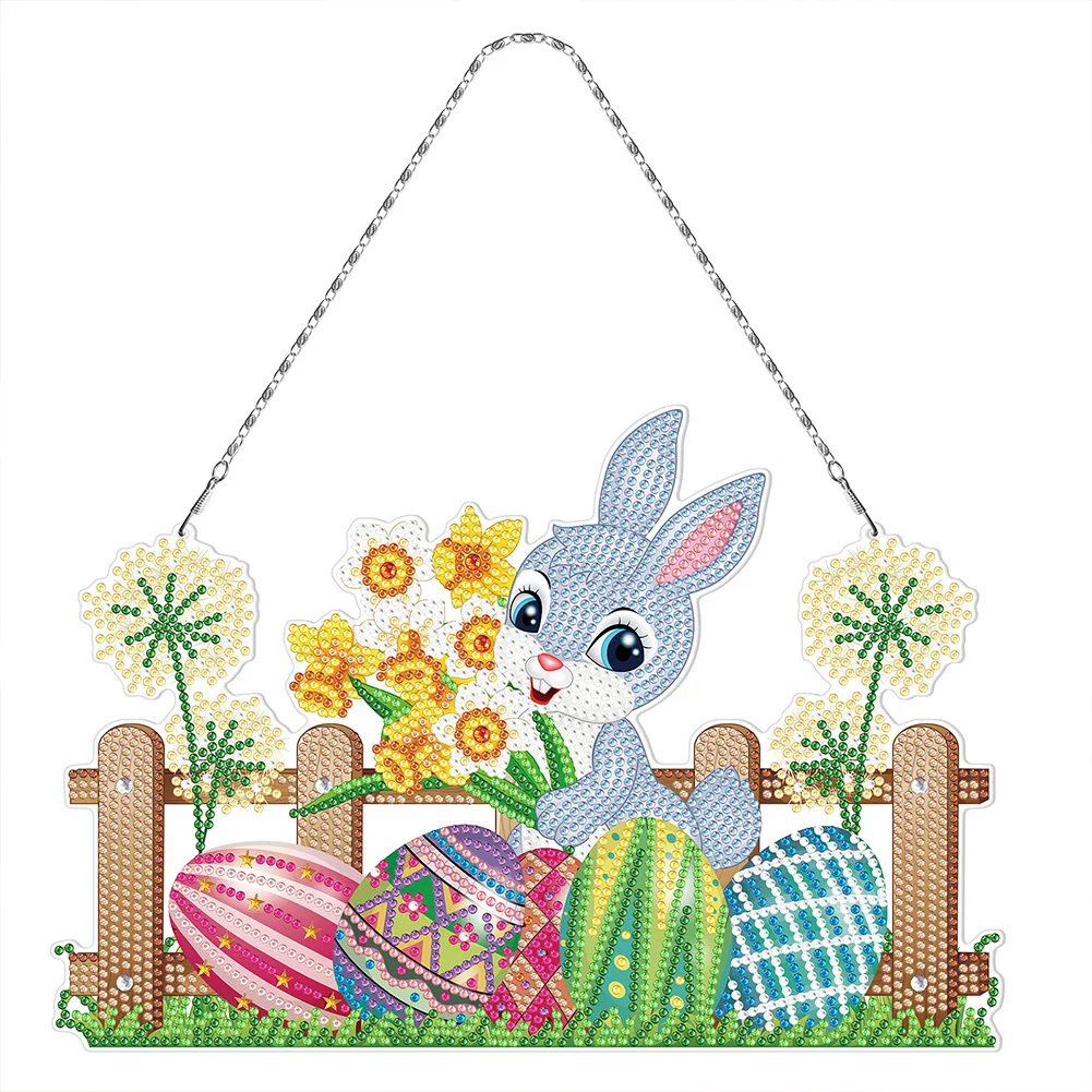 Easter Rabbit Egg Ornament DIY Diamond Crystal Hanging Pendant