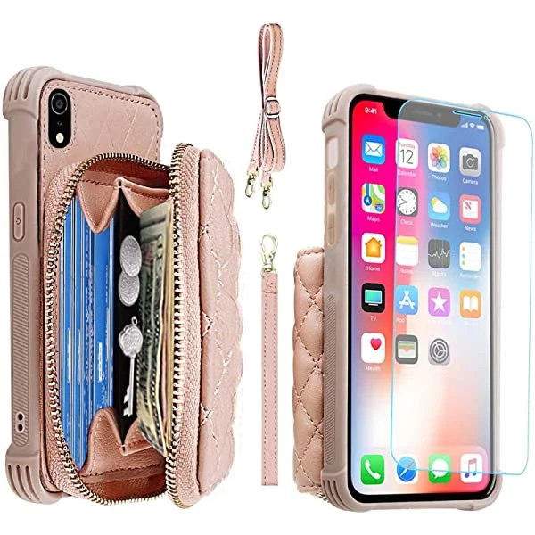 MONASAY Zipper Wallet Case for iPhone XR 6.1 inch