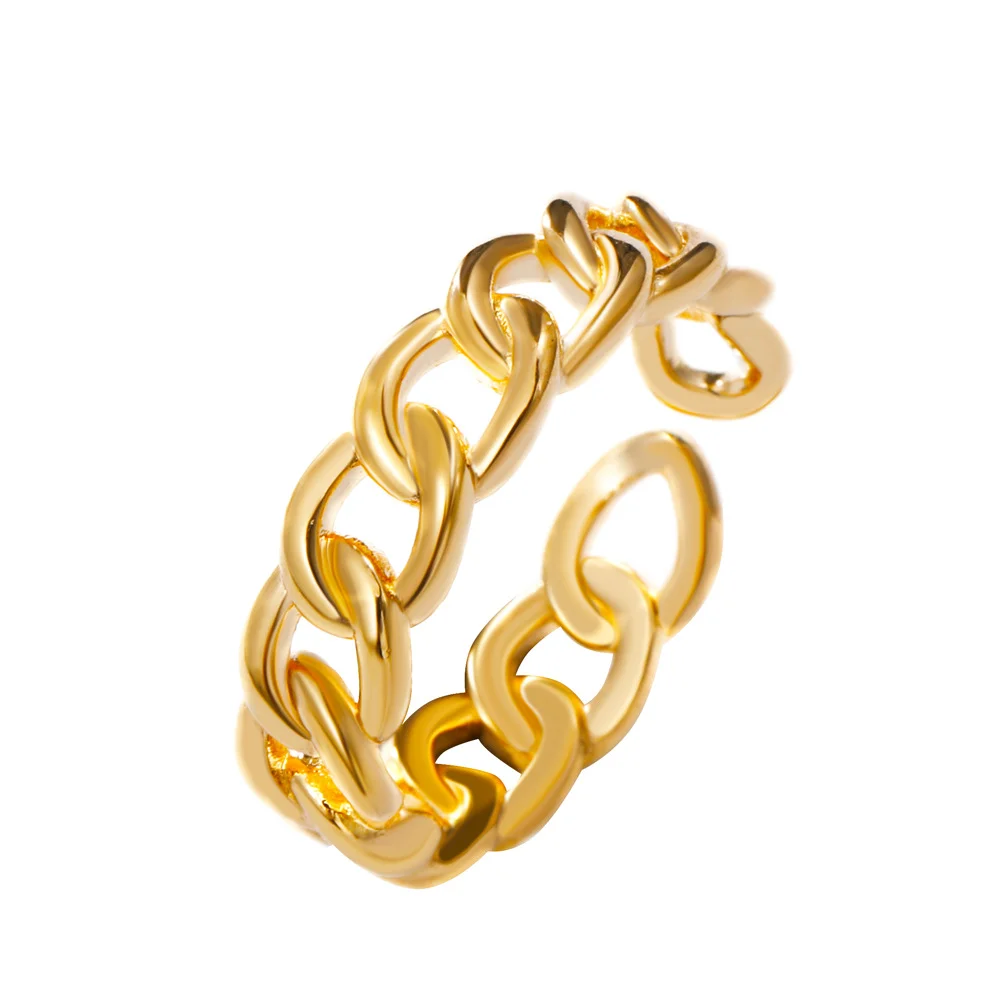 Open chain gold plated ring