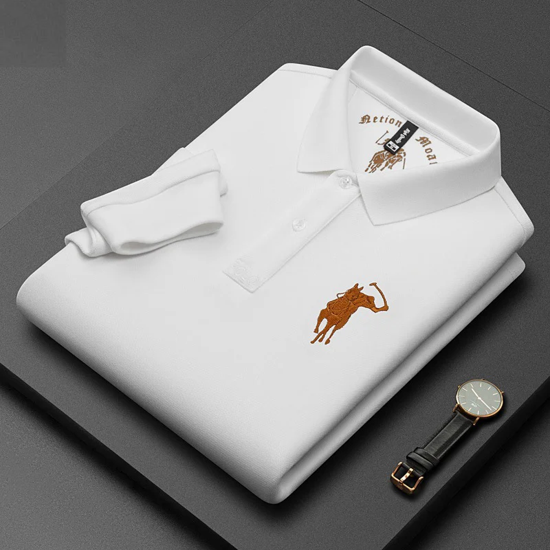 Men's Business Casual Embroidered Long Sleeve Polo Shirt