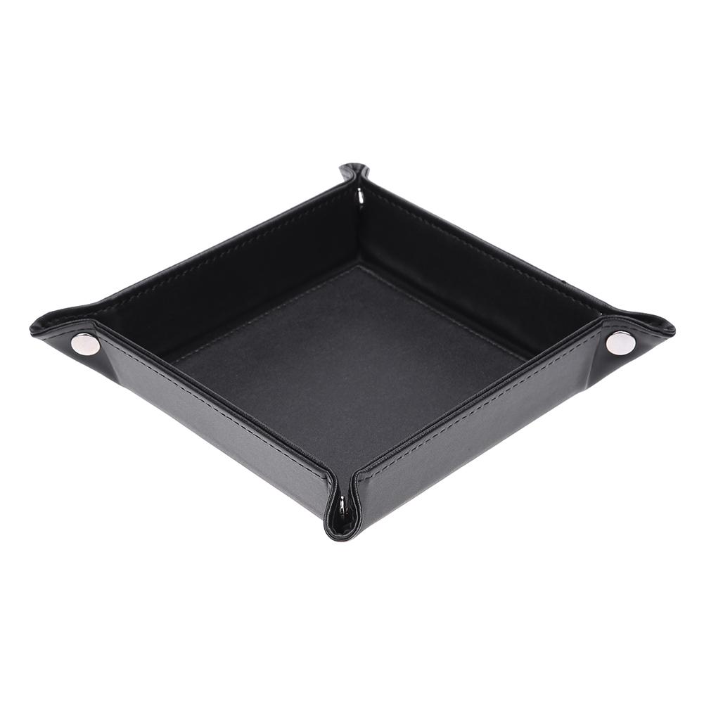 

PU Leather Cosmetic Organizer Keys Coins Storage Box Sundries Table Tray, Black, 501 Original