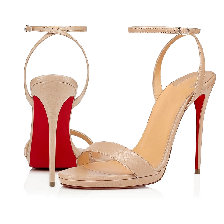 100mm/120mm Women's Low  Platform Sandals Round Open Toe Red Bottom Ankle Straps Matte Pumps-MERUMOTE