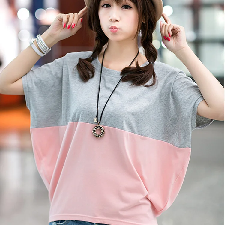 Pongl Pongl Summer Korean Version Plus Size Women's Loose Bat Shirt Student Women's Short Sleeve T-Shirt Fat Mm Summer T-Shirt Fashion