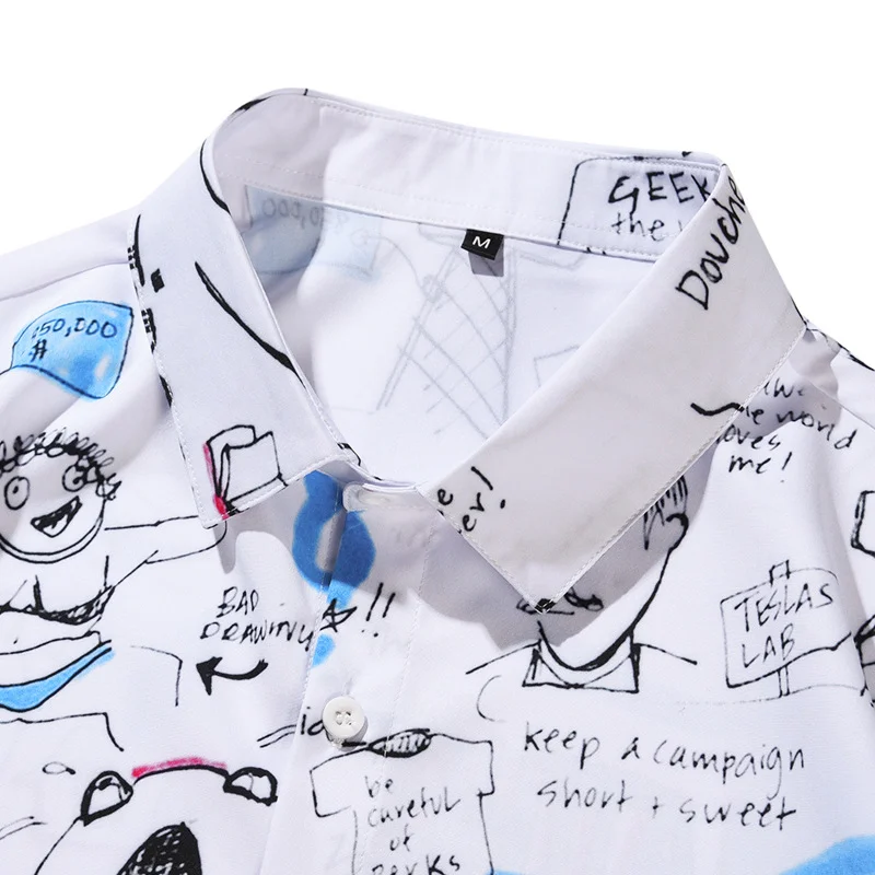  Text graffiti casual loose cardigan lapel shirt