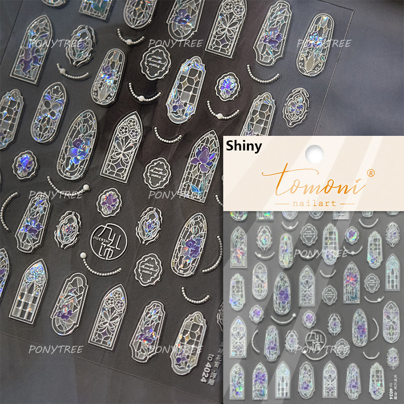 Bayuyun Dreamy Summer Nails – Blue Pink Purple Gradual Flower Petal Butterfly 5D Nail Art Stickers  