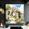 Chalet de fleurs-peinture diamant rond-40*40cm