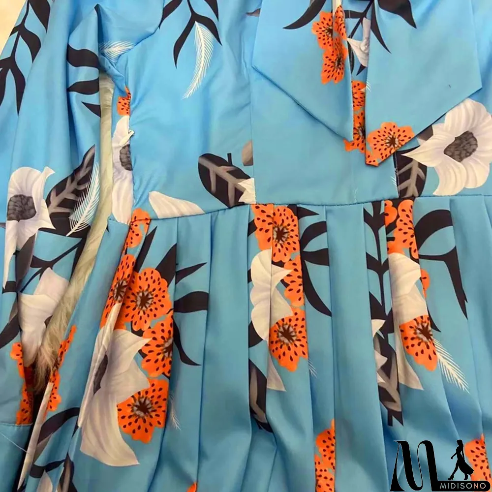 MidiSono - Autumn Office Professional Print Pleated Skater Dress