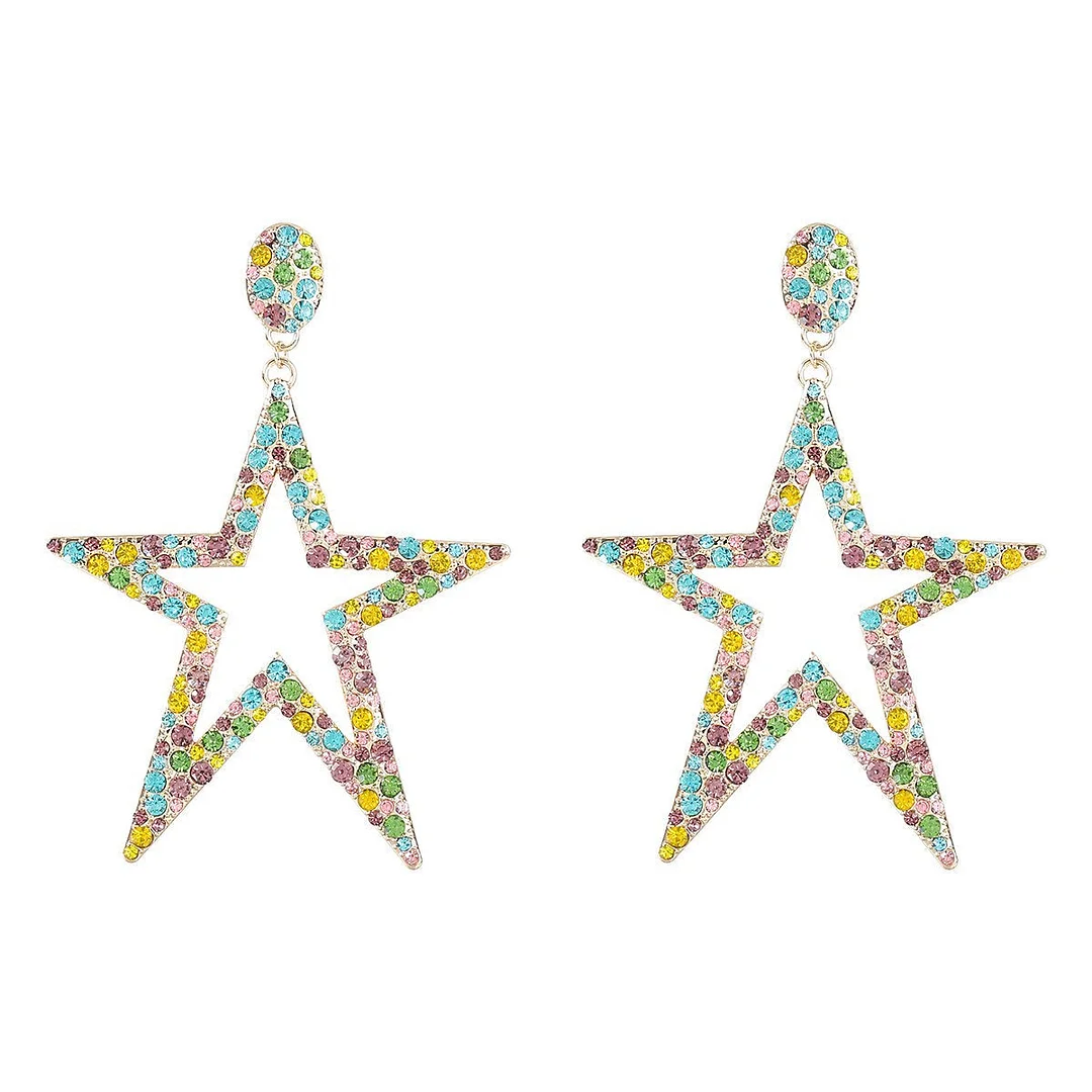 Luxury Shiny Rhinestone Star Earrings Women Jewelry