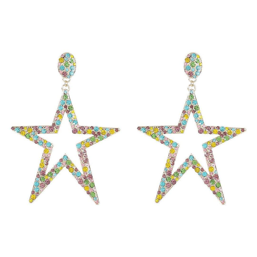 Luxury Shiny Rhinestone Star Earrings Women Jewelry
