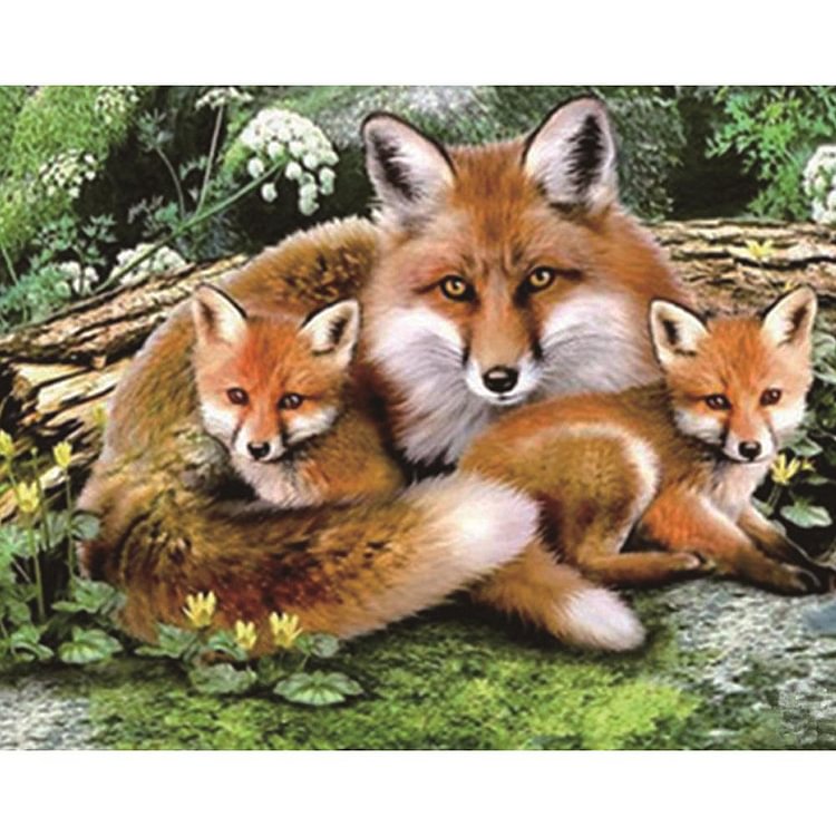 Wolf Mother Love Family  Round Diamond Painting 25x30cm