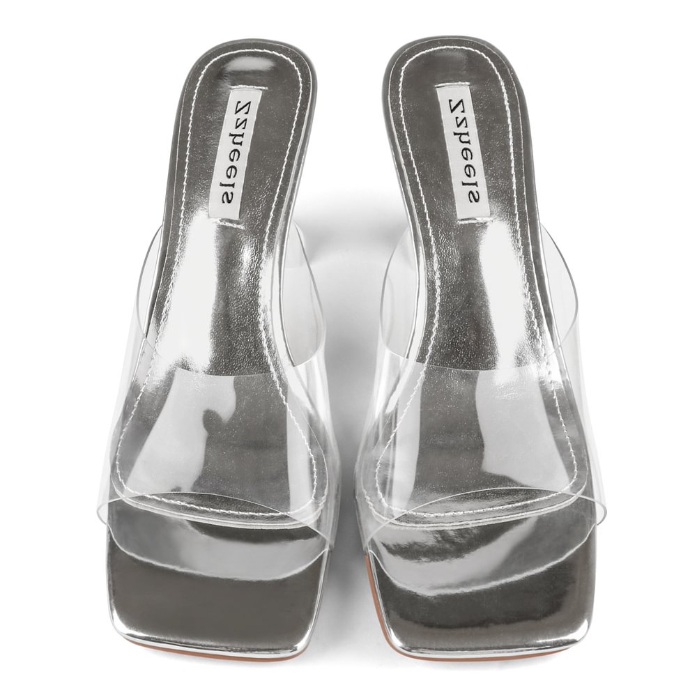 7cm/2.76''  Transparent Low Heeled Sandals Women's Slippers