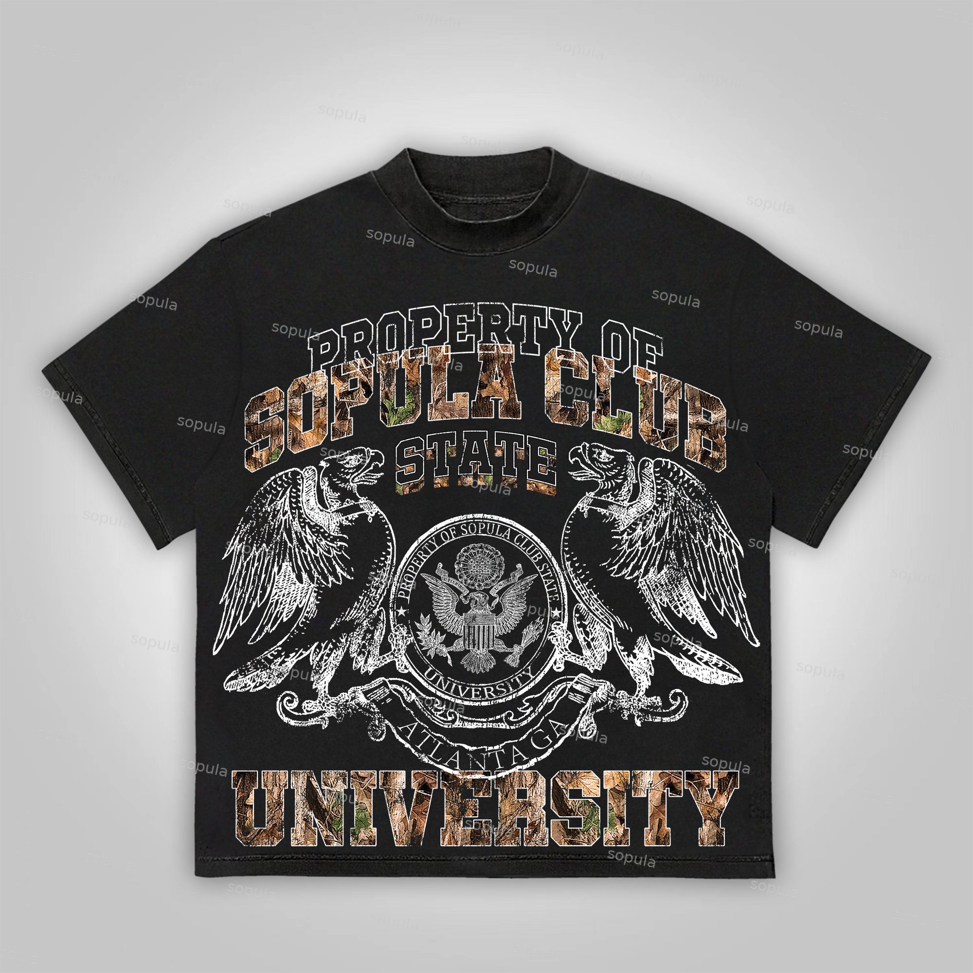 Sopula Vintage Camouflage University Style Graphics Cotton T-Shirt - SOPULA