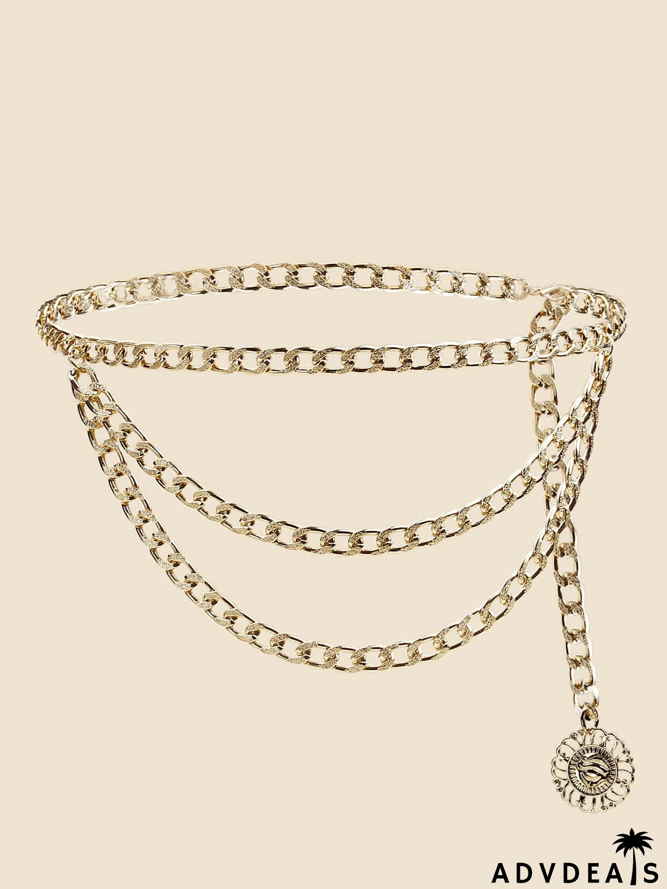 Floral Charm Layered Chain Belt