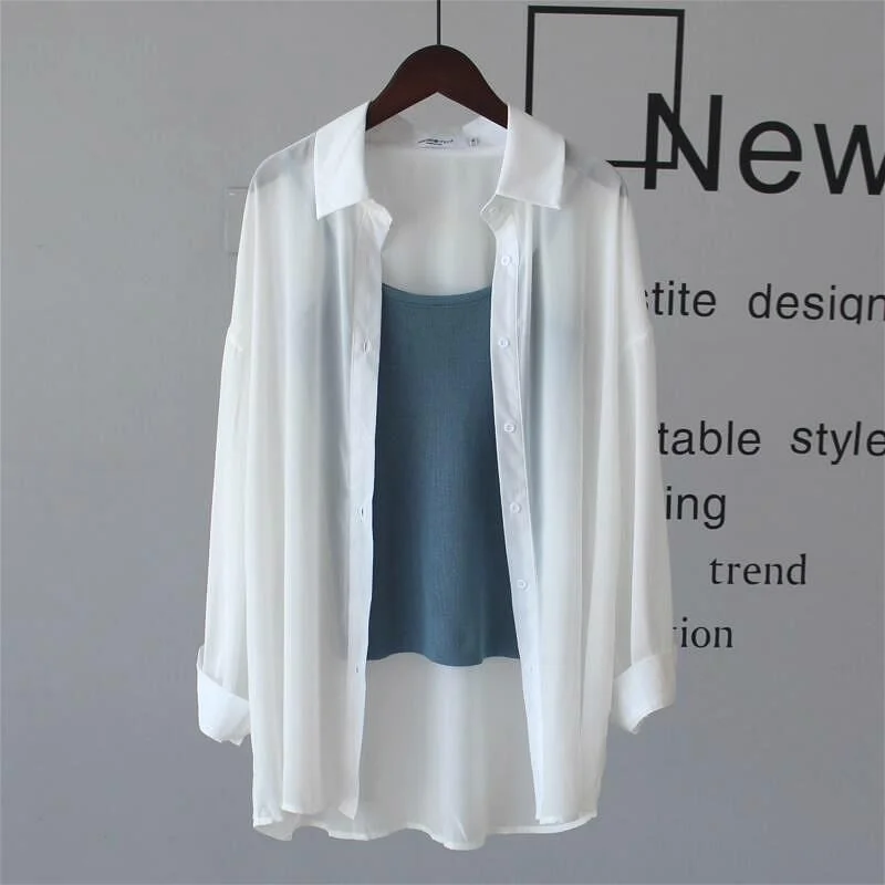 Uveng Uveng Chiffon Sun T-Shirt Women's Spring And Summer Breathable Long-Sleeved Shirt Shades Pure Color Thin Shirt Coat