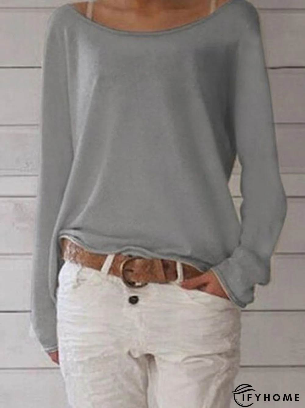 Long Sleeve Crew Neck Cotton T-shirt | IFYHOME