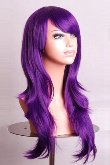 Purple Fashion Cosplay Ladies Sexy Long Waves Hair Wig-elleschic