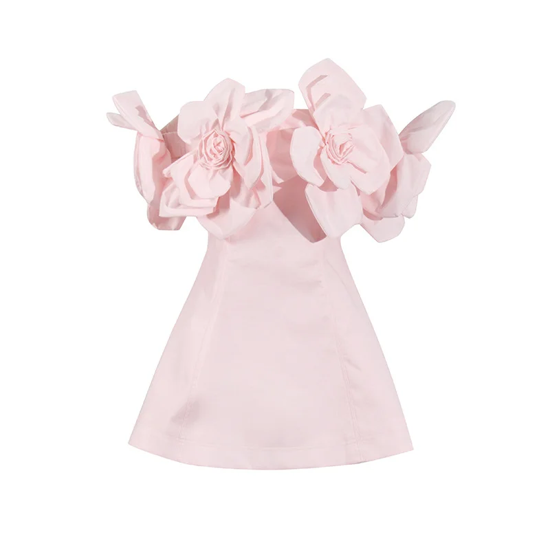 Brownm Dress Woman Spring 2025 New Temperament Elegant Sleeveless Brass Three-Dimensional Flower A-Word Dress Woman