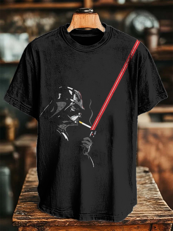 Men's Sci-Fi Art Soldier And Lightsaber Print Casual T-Shirt