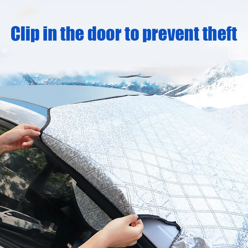 JD Magnetic Auto Exterior Front/Rear Windshield Block Cover Visor Car Sunshade Grey PE Business/Luxury Universal Fit Snow Ice