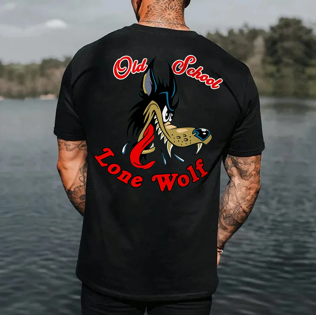 OLD SCHOOL LONE WOLF Print Men's T-shirt