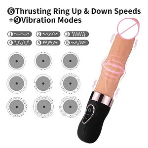 Realistic Thrusting Heating Dildo Vibrator With Thrusting Bead