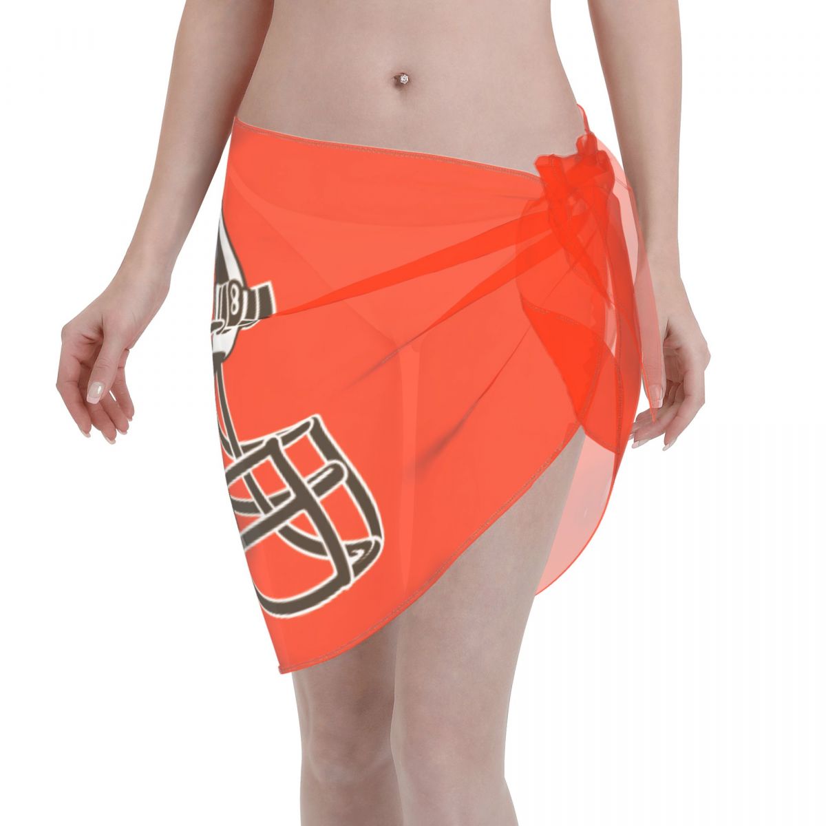 Cleveland Browns Helmet Women's Short Beach Sarong Cover Ups