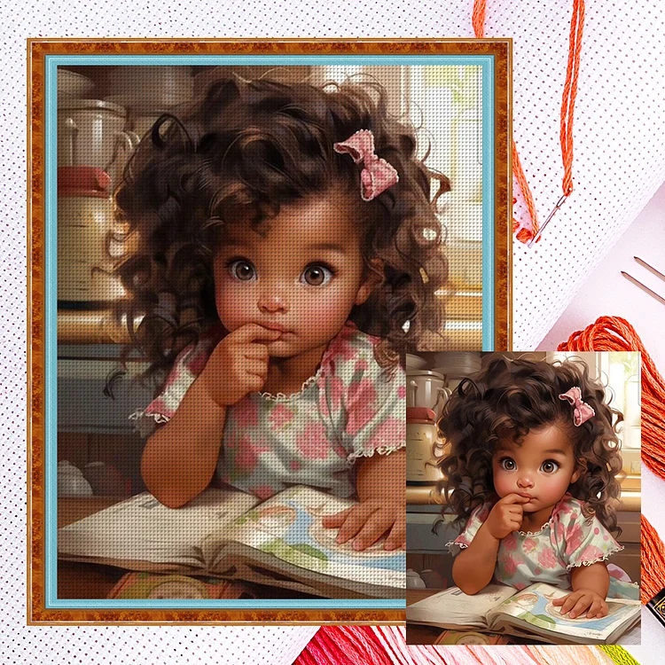 Curly Hair Little Girl 11CT (40*50CM) Counted Cross Stitch gbfke