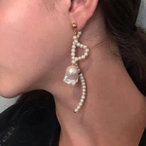 Freshwater Pearl Irregular Natural Baroque Pearl Drop Earrings