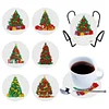 6pcs Christmas Tree Diamond Painting Art Acrylic Coasters