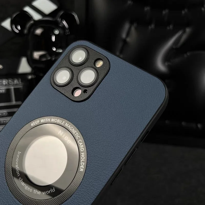 For iPhone13/14 Series Magnetic Hollow Logo Mobile Phone Case