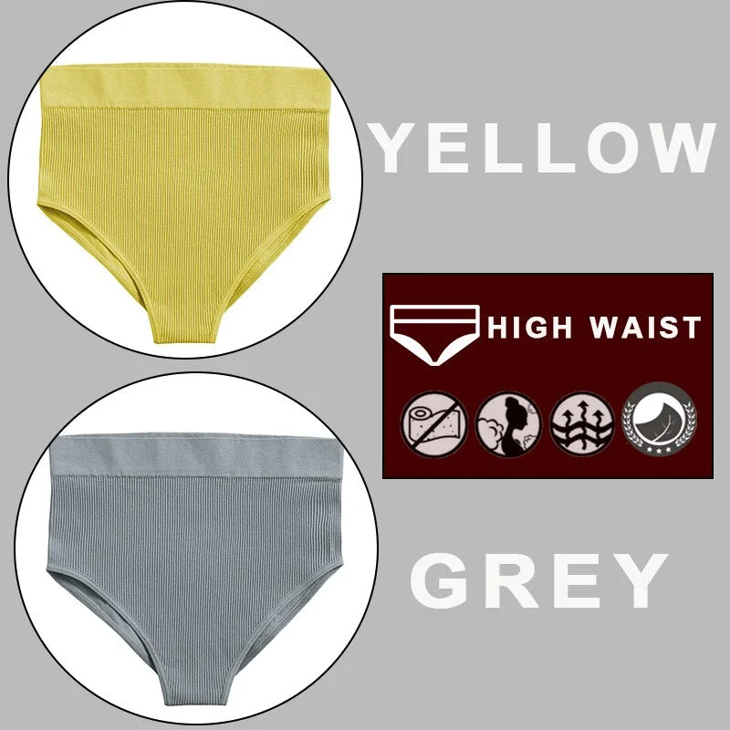 FINETOO 2PCS/Set Sexy Women Panties Underwear 10 Solid Colors Underpants For Girls High Waist Bodyshaper Briefs Seamless Pantys