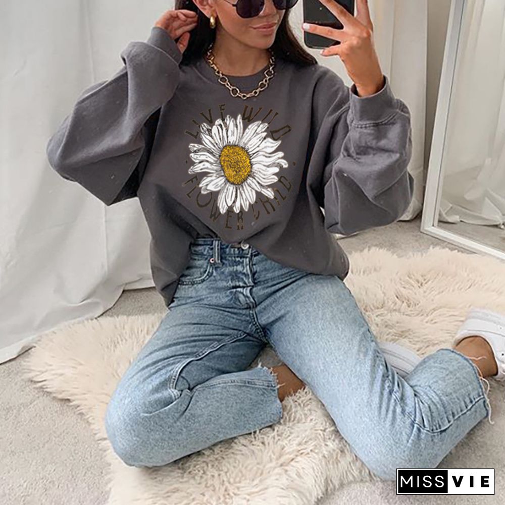 Modern Printed Colour Long Sleeve Sweatshirt