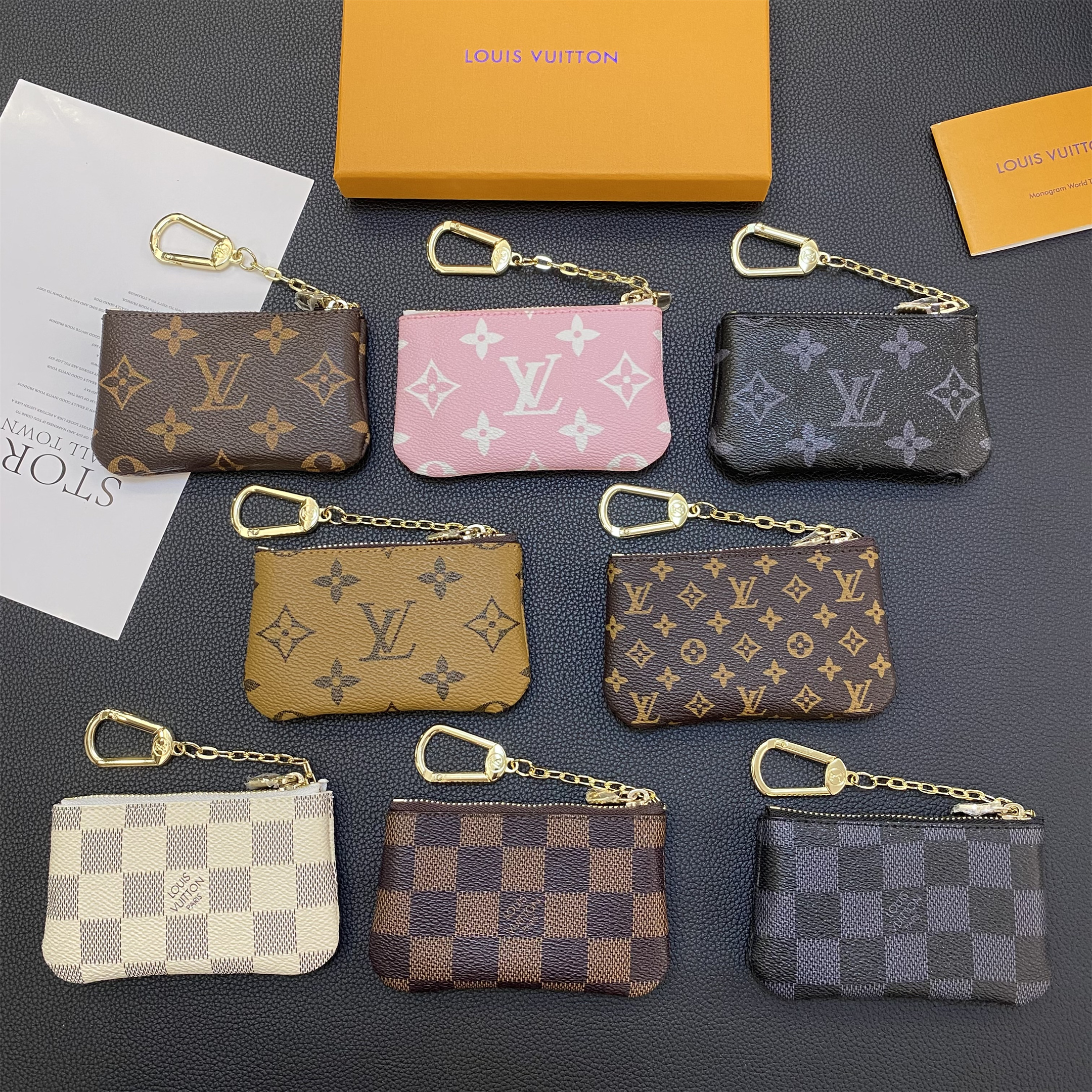 Louis Vuitton Monogram Canvas Leather Coin Purse Checkerboard Wallet
