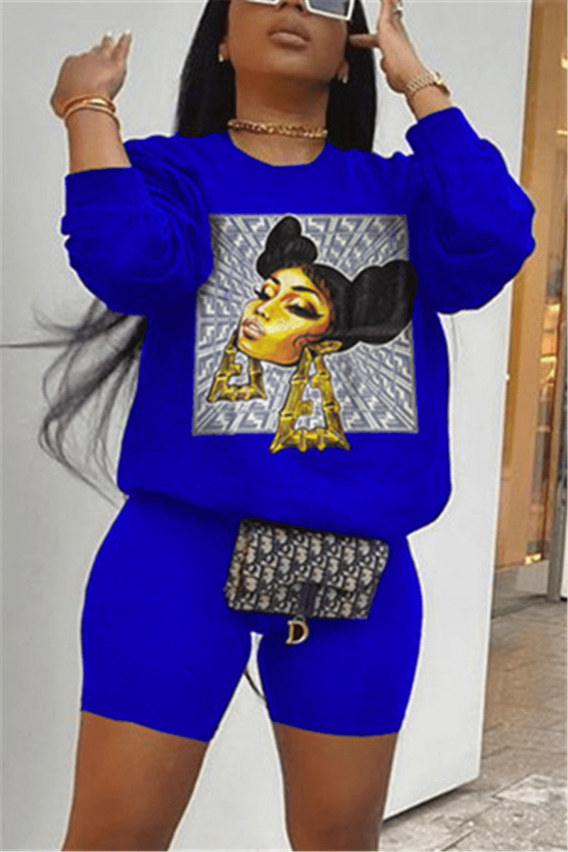 Fashion Casual Regular Print Two Pieces Set